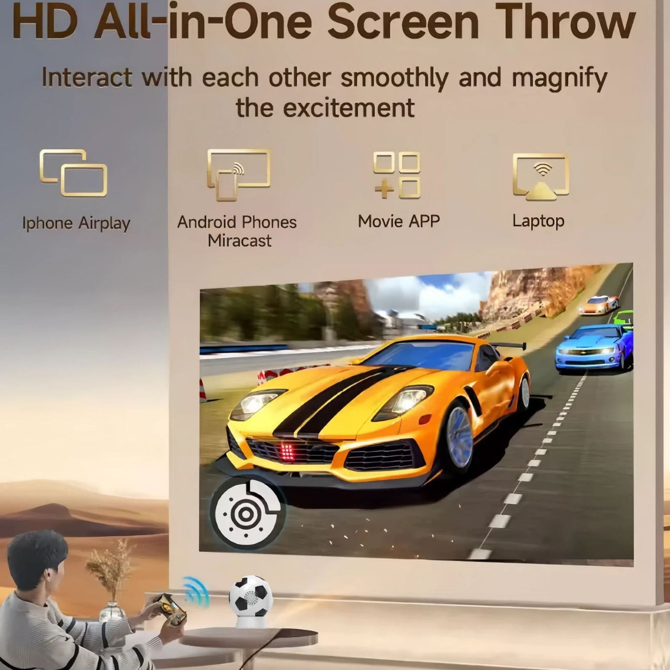 2026 World Cup Football 4K Smart Projector -  Support Android 13, 1080P HD, up to 130" display- Model#Q8