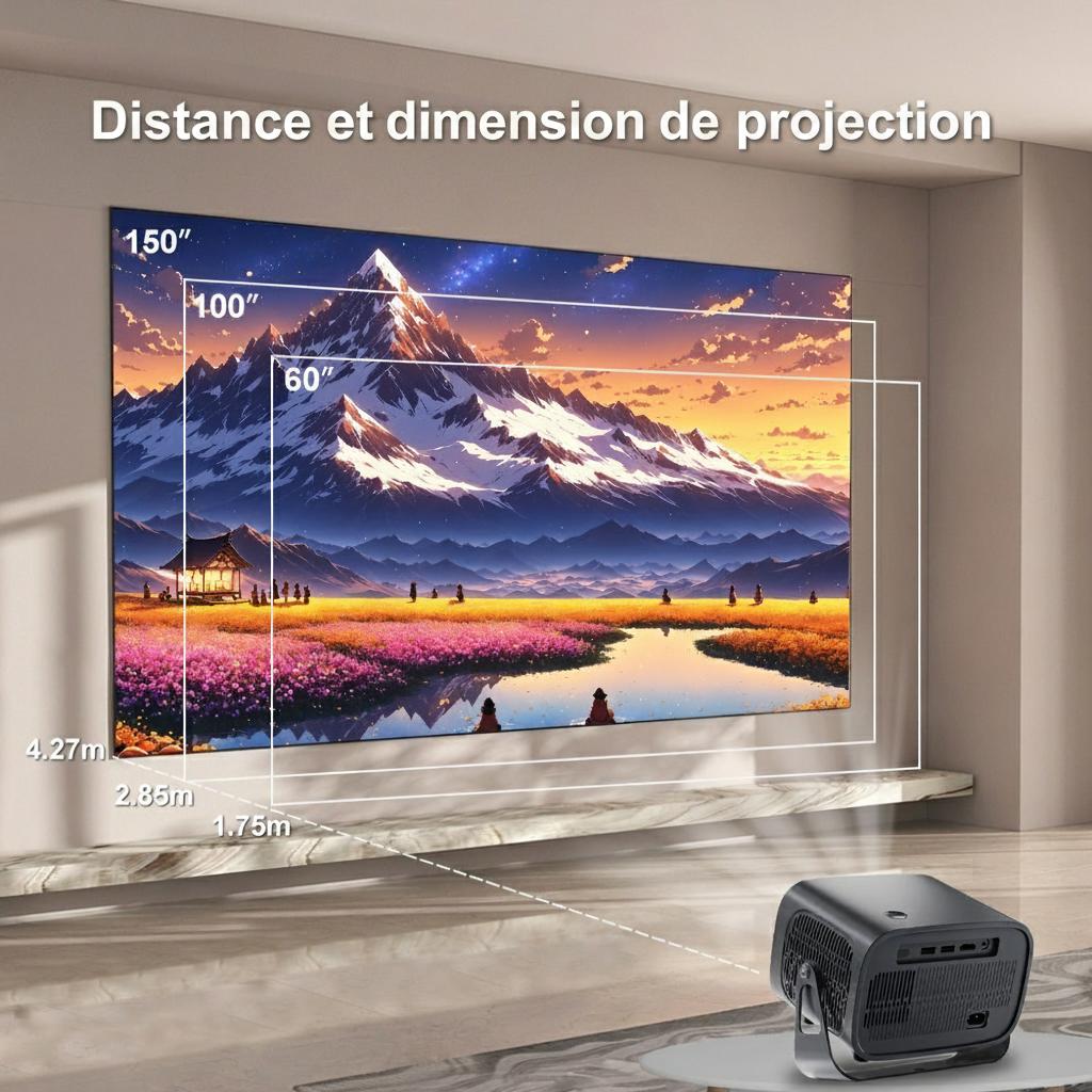 Projecteur intelligent portable 4K avec Android 11, WiFi BT-5 et Bluetooth et mise au point électronique automatique - Modèle n° A10