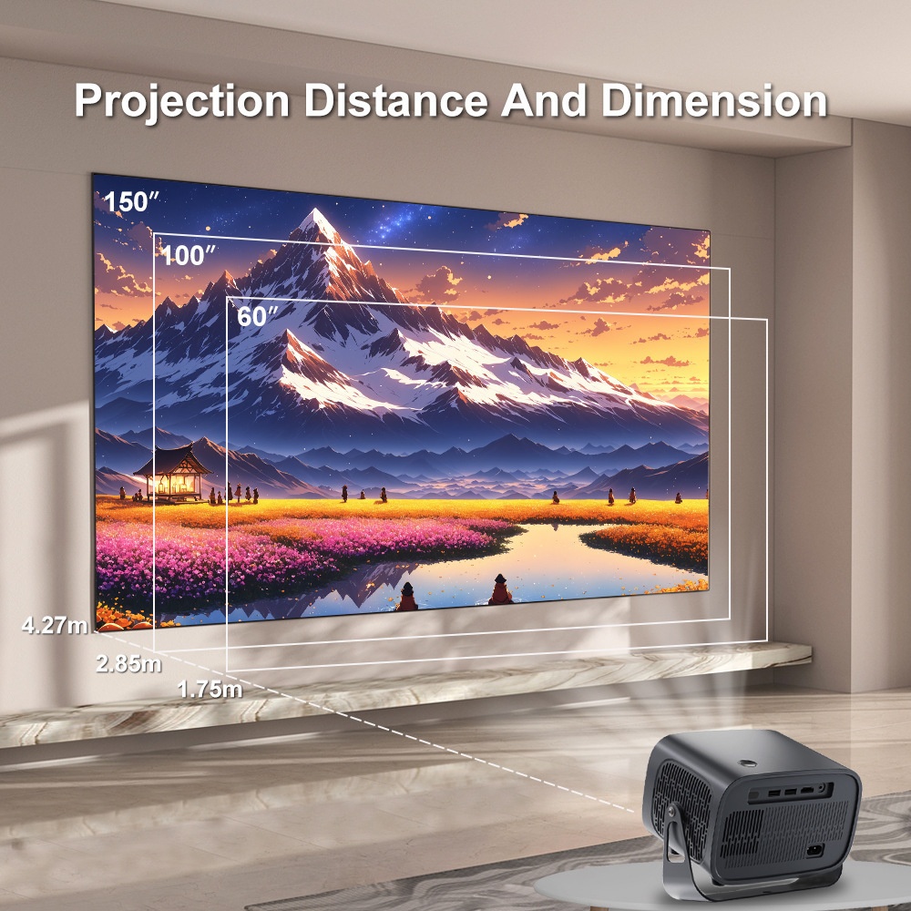 Portable 4K Smart Projector with Android 11, WiFi BT-5 & Bluetooth with auto electronic focus - Model#A10