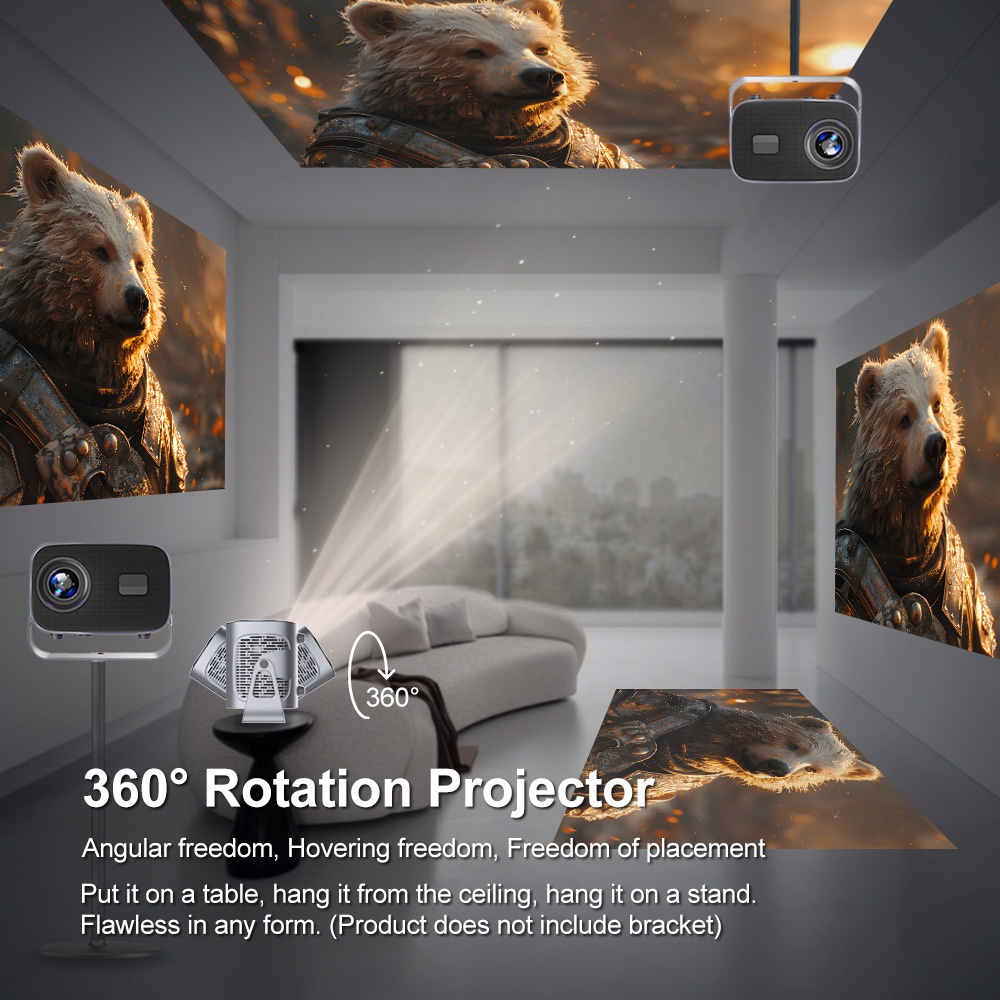 Portable 4K Smart Projector with Android 11, WiFi BT-5 & Bluetooth with auto electronic focus - Model#A10