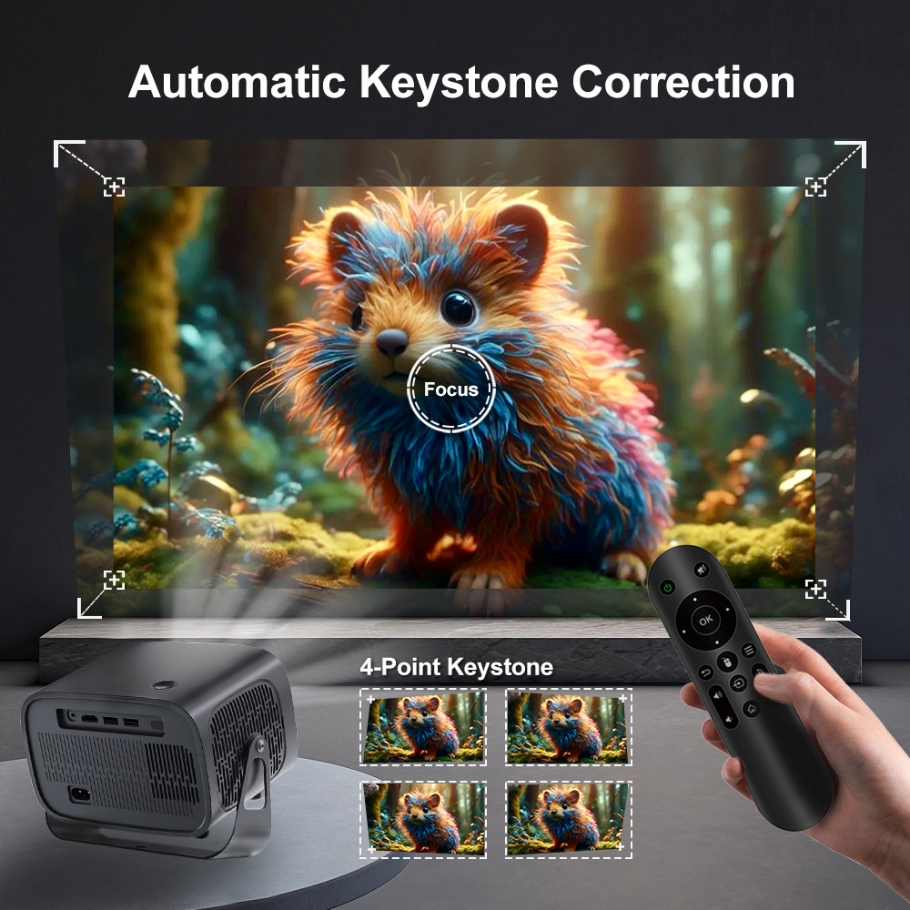 Portable 4K Smart Projector with Android 11, WiFi BT-5 & Bluetooth with auto electronic focus - Model#A10