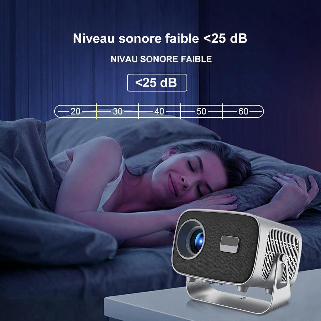 Projecteur intelligent portable 4K avec Android 11, WiFi BT-5 et Bluetooth et mise au point électronique automatique - Modèle n° A10