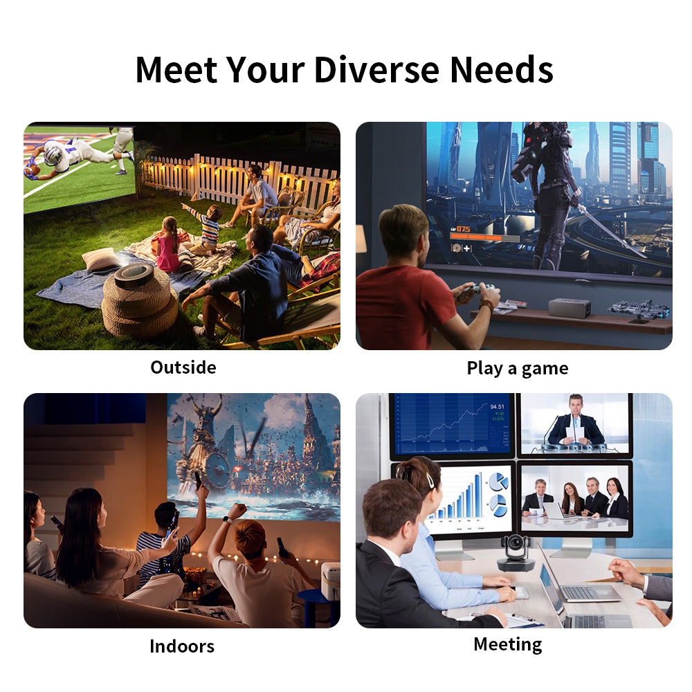 Portable 4K Smart Projector with Android 11, WiFi BT-5 & Bluetooth with auto electronic focus - Model#A10