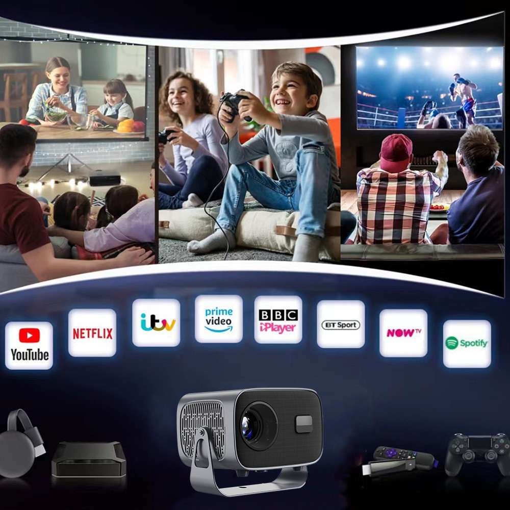 Portable 4K Smart Projector with Android 11, WiFi BT-5 & Bluetooth with auto electronic focus - Model#A10