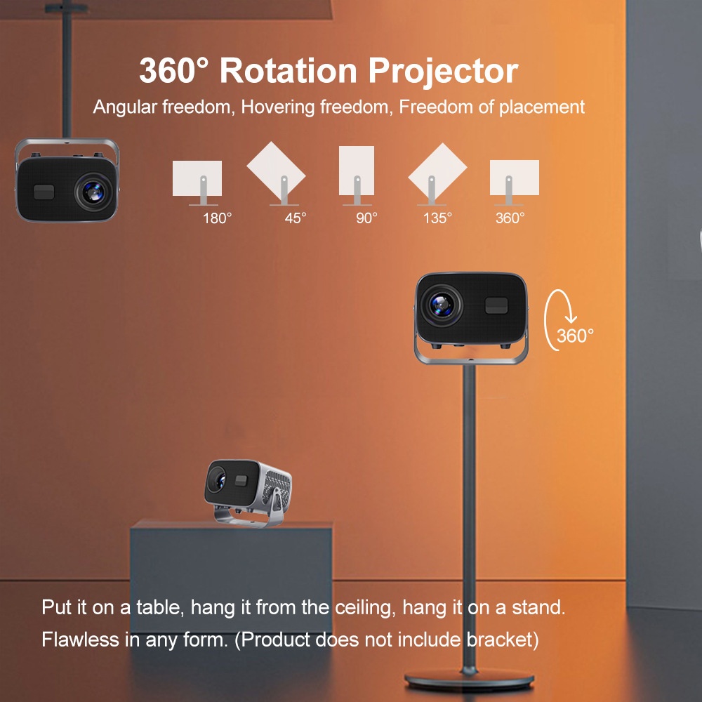 Portable 4K Smart Projector with Android 11, WiFi BT-5 & Bluetooth with auto electronic focus - Model#A10
