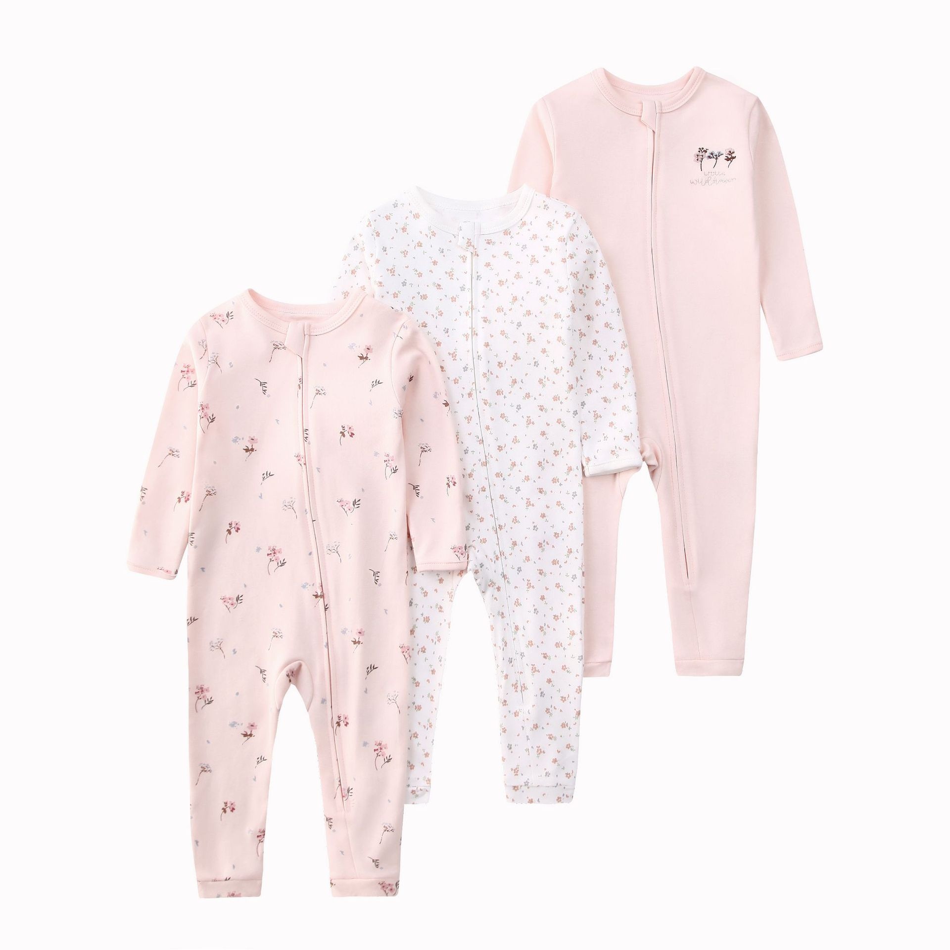 Baby unisex 3-pack slaappakjes met ritssluiting - Zachte katoenen rompertjes