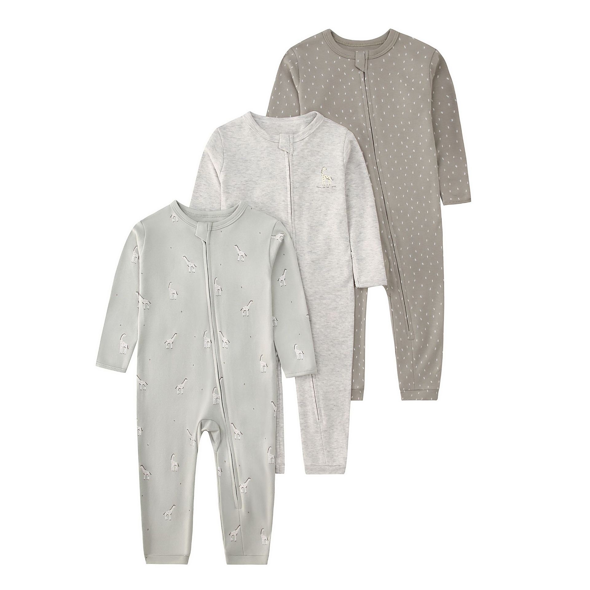 Baby Unisex 3-pack slaapzakjes met rits - Zachte katoenen rompertjes 2