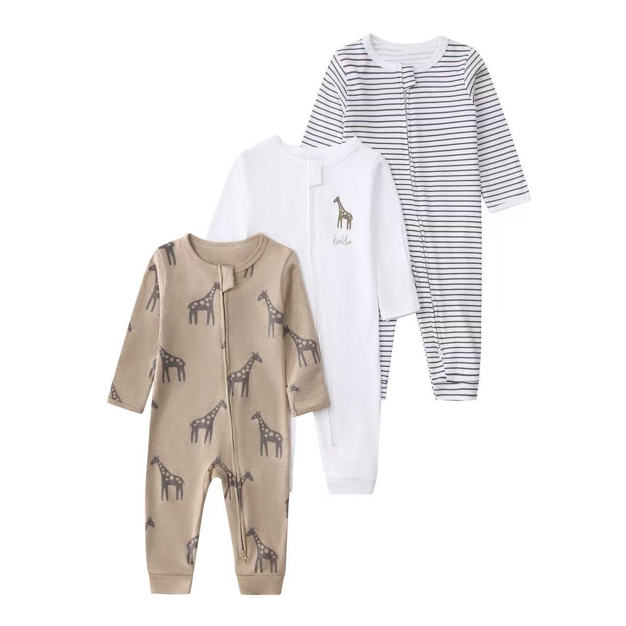 Baby Unisex 3-pack slaapzakjes met rits - Zachte katoenen rompertjes 2