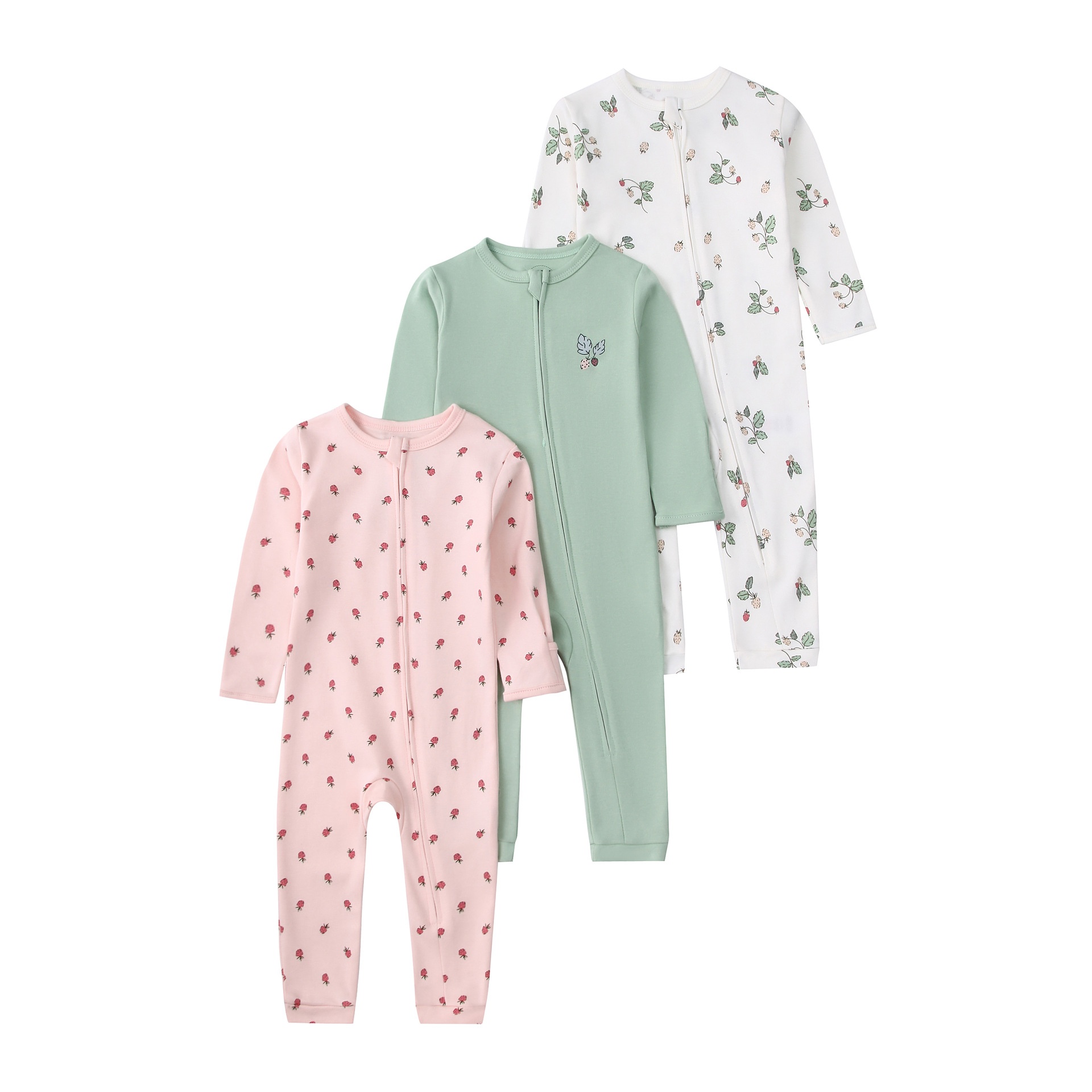 Baby unisex 3-pack slaappakjes met ritssluiting - Zachte katoenen rompertjes