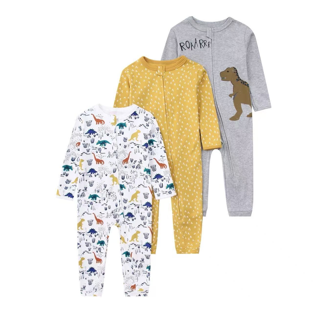 Baby Unisex 3-pack slaapzakjes met rits - Zachte katoenen rompertjes 2