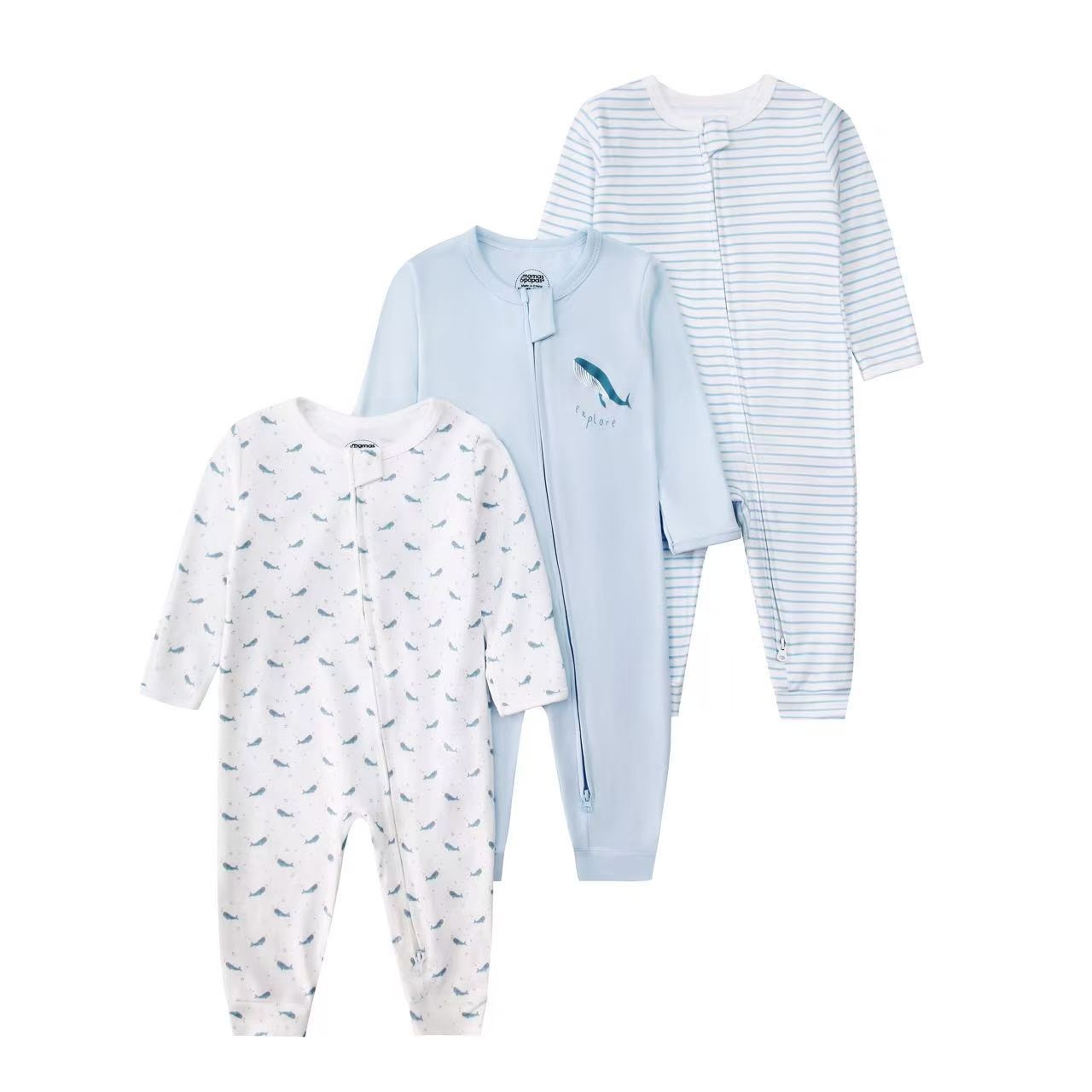 Baby Unisex 3-pack slaapzakjes met rits - Zachte katoenen rompertjes 2