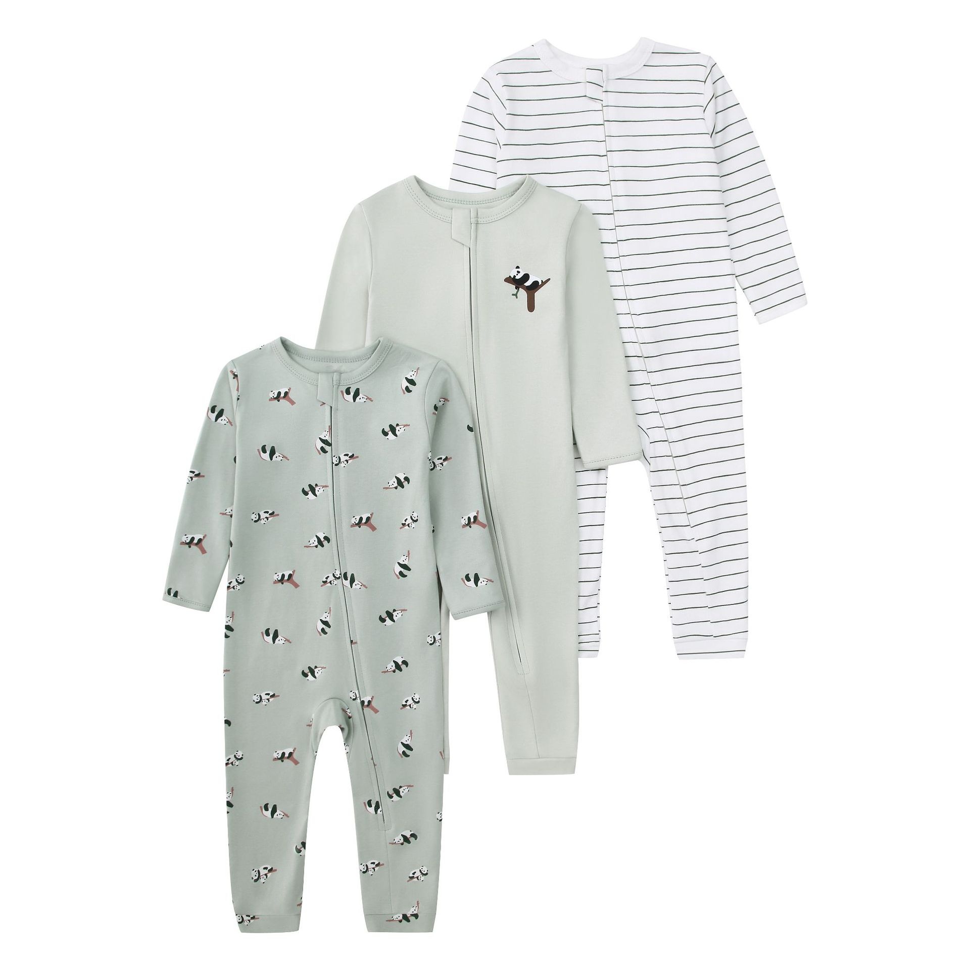 Baby Unisex 3-pack slaapzakjes met rits - Zachte katoenen rompertjes 2