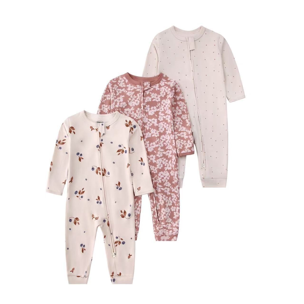 Baby Unisex 3-pack slaapzakjes met rits - Zachte katoenen rompertjes 2