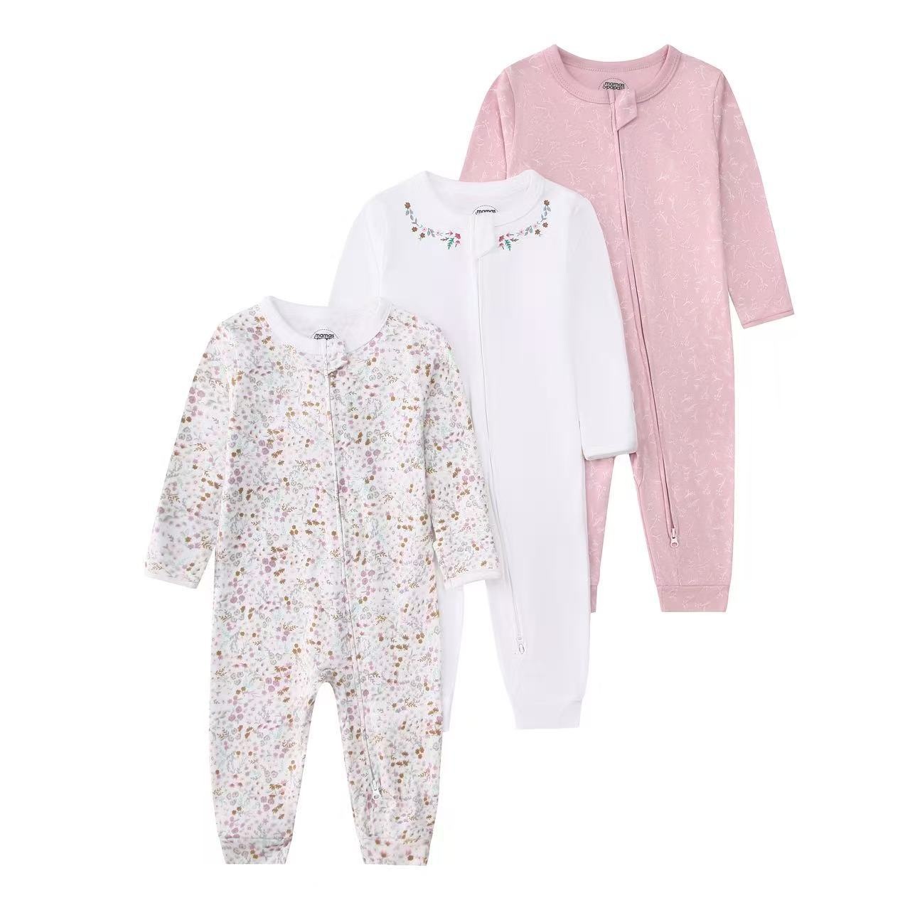 Baby Unisex 3-pack slaapzakjes met rits - Zachte katoenen rompertjes 2