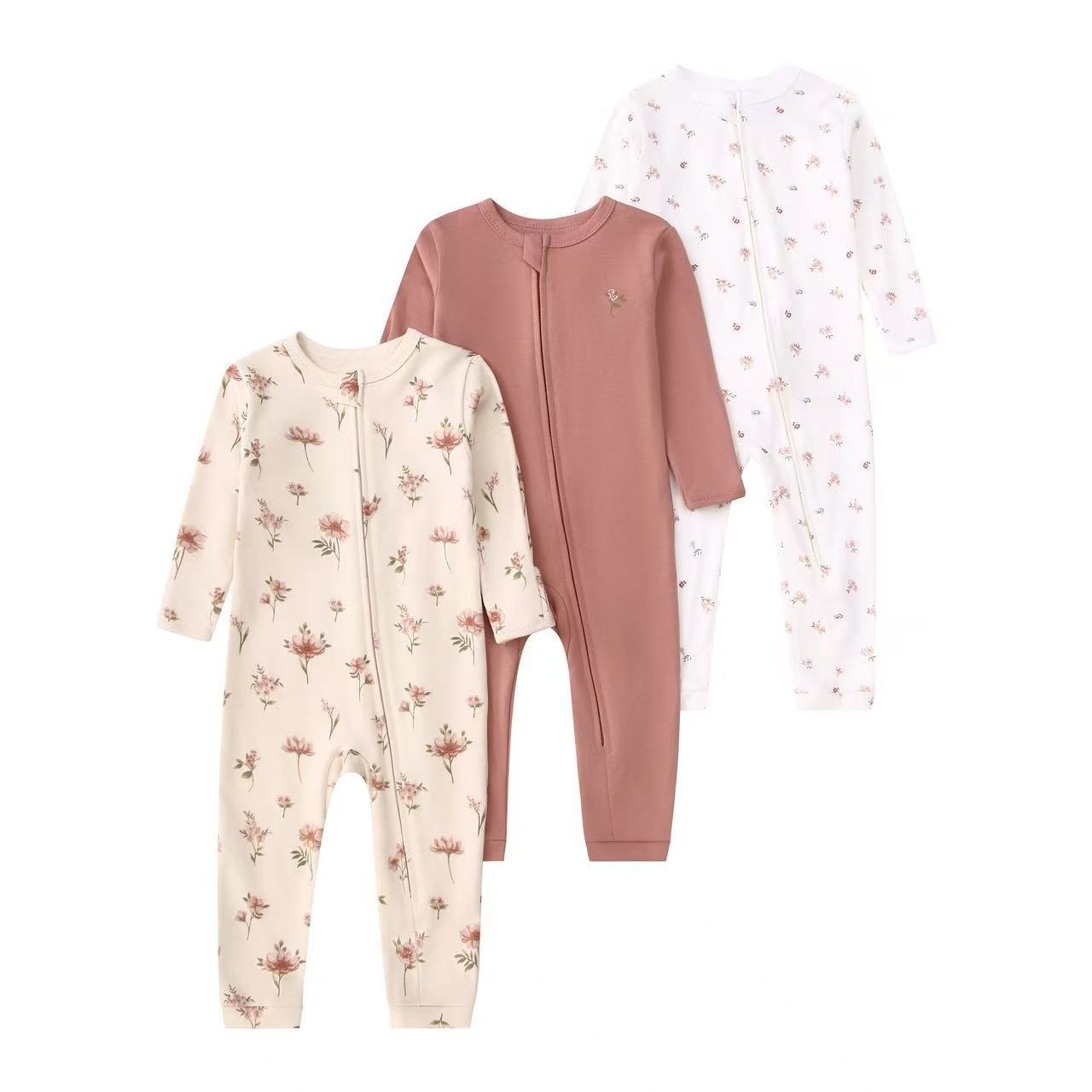 Baby Unisex 3-pack slaapzakjes met rits - Zachte katoenen rompertjes 2