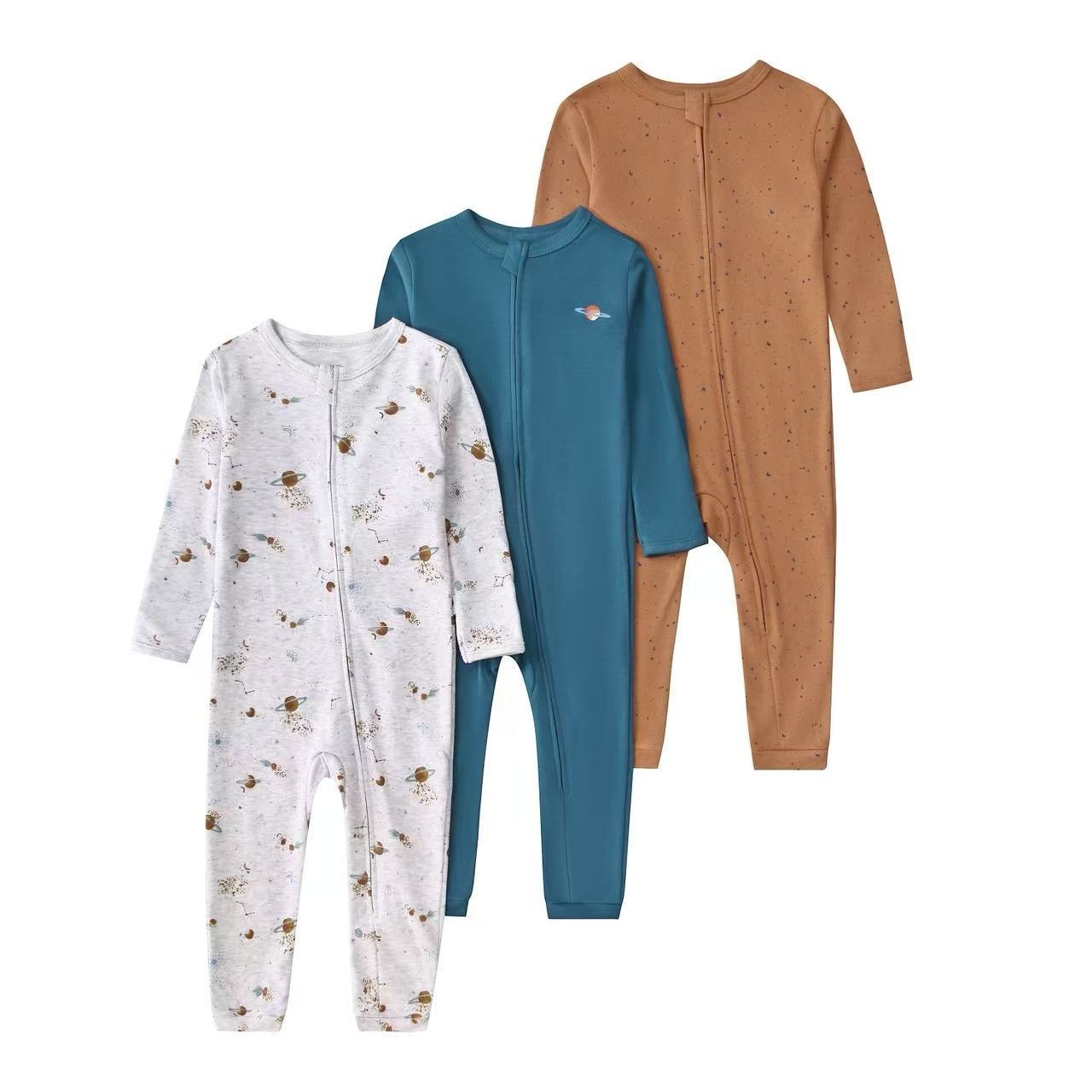 Baby Unisex 3-pack slaapzakjes met rits - Zachte katoenen rompertjes 2