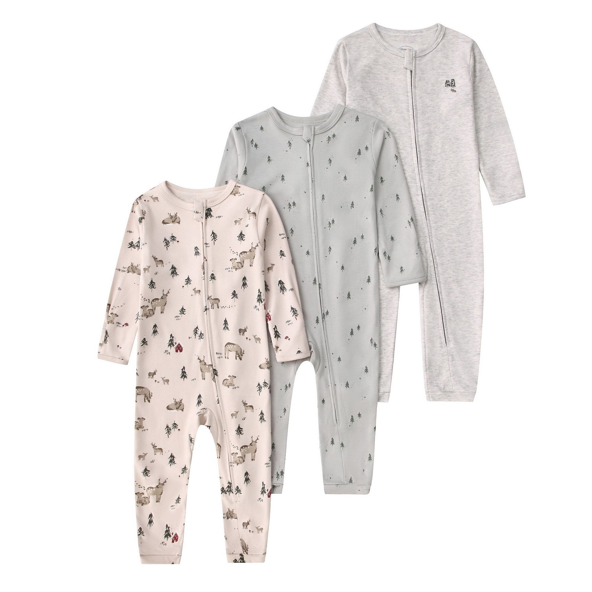 Baby Unisex 3-pack slaapzakjes met rits - Zachte katoenen rompertjes 2