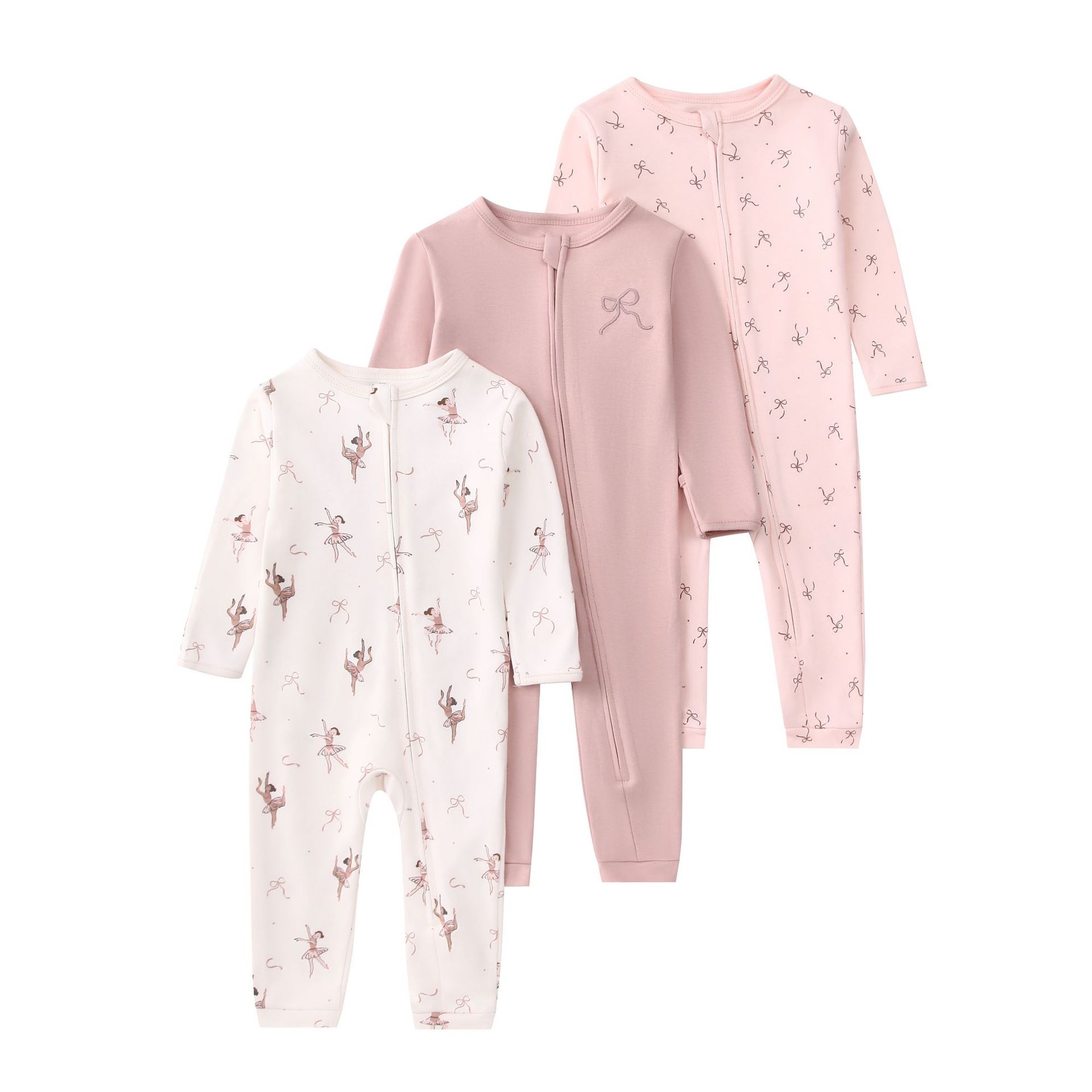 Baby unisex 3-pack slaappakjes met ritssluiting - Zachte katoenen rompertjes