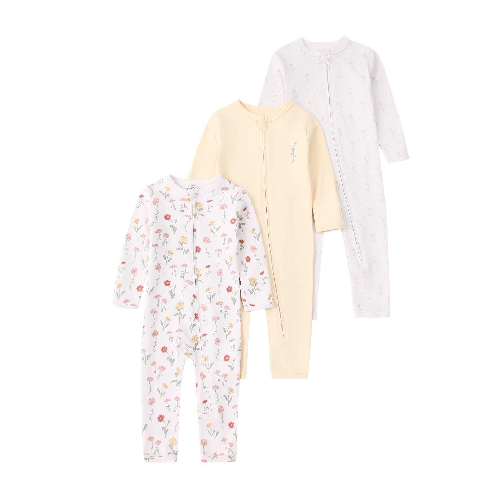 Baby unisex 3-pack slaappakjes met ritssluiting - Zachte katoenen rompertjes