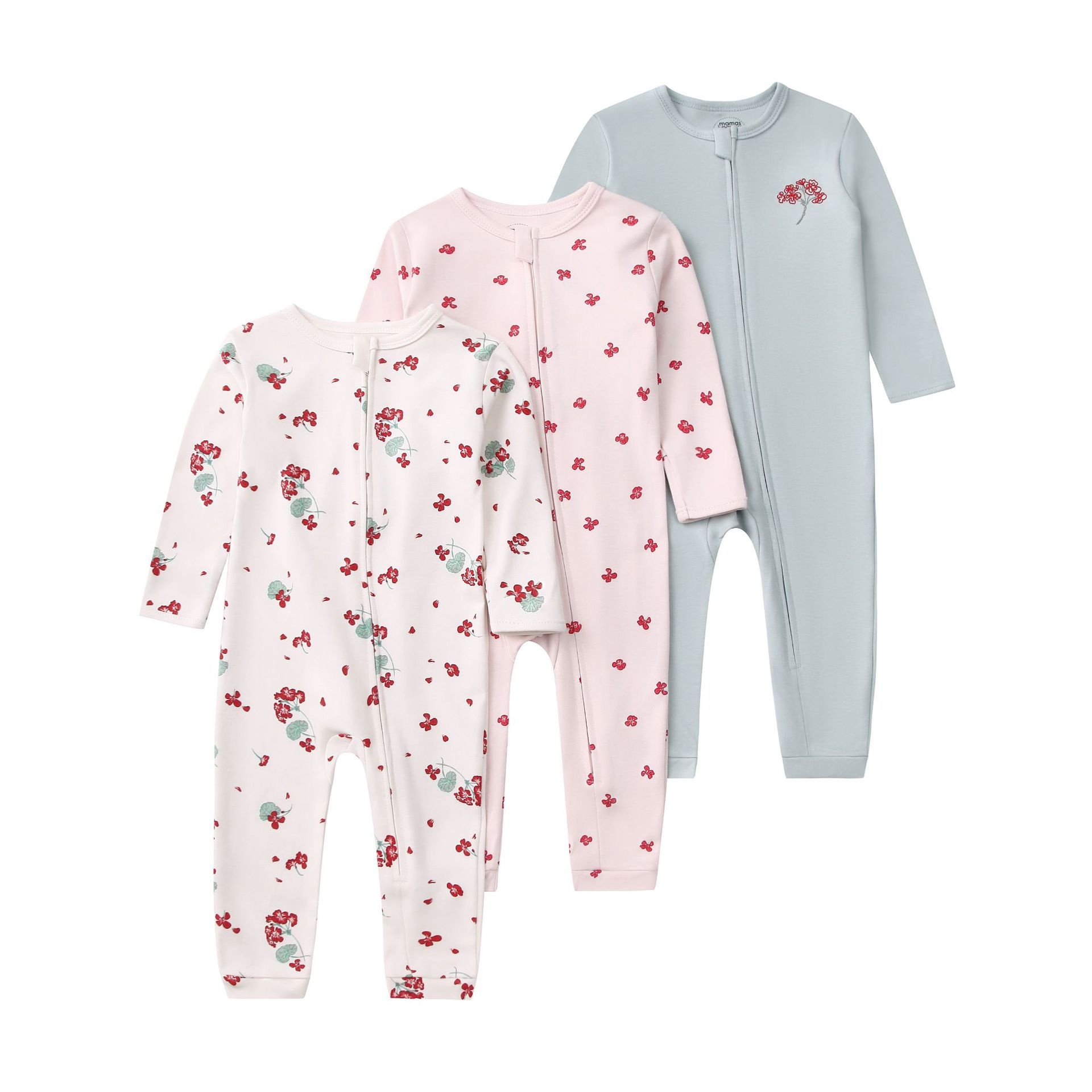 Baby unisex 3-pack slaappakjes met ritssluiting - Zachte katoenen rompertjes