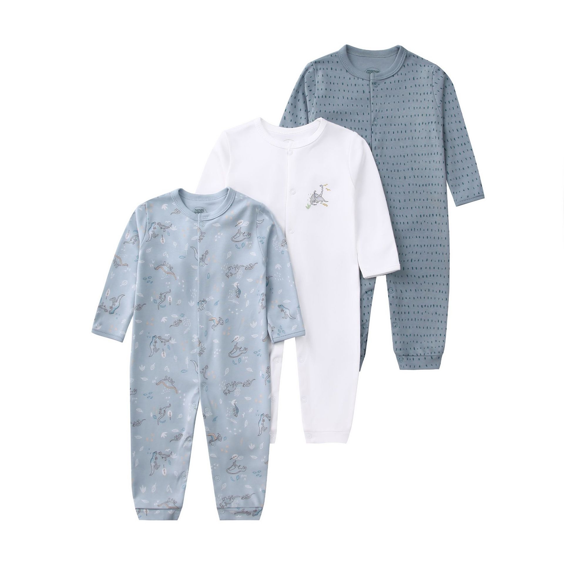 Set van 3 babyrompertjes met lange mouwen en drukknoopjes - Zachte katoenen slaapzakjes