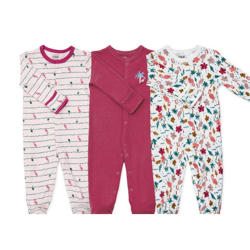 3-Pack Baby Long Sleeve Snap Rompers 4 - Soft Cotton Sleepsuits