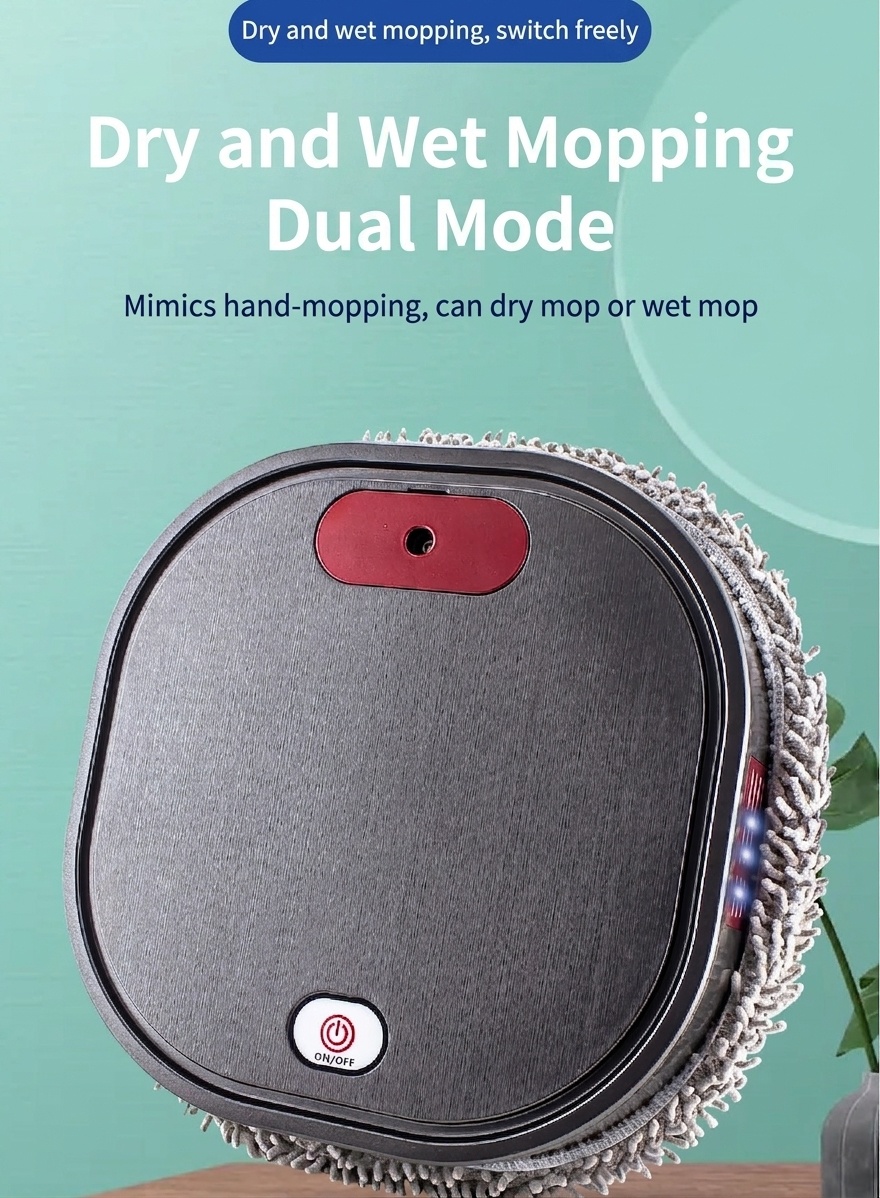 Smart Robot Mop, Auto Floor Cleaner with Humidifying Mist & UV Light Sterilization, Slim 6cm Design, Dry/Wet Mopping, Quiet Operation, 90-Min Battery Life