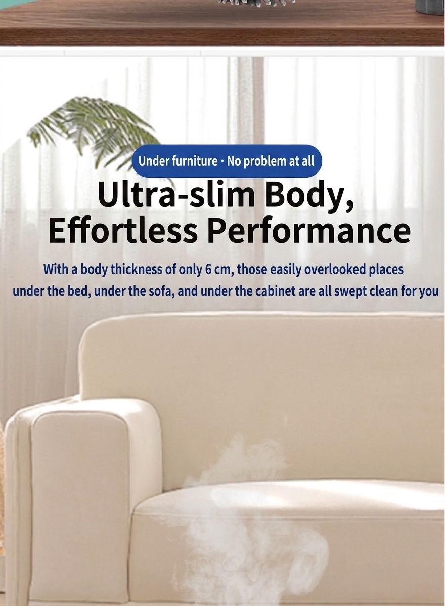 Smart Robot Mop, Auto Floor Cleaner with Humidifying Mist & UV Light Sterilization, Slim 6cm Design, Dry/Wet Mopping, Quiet Operation, 90-Min Battery Life