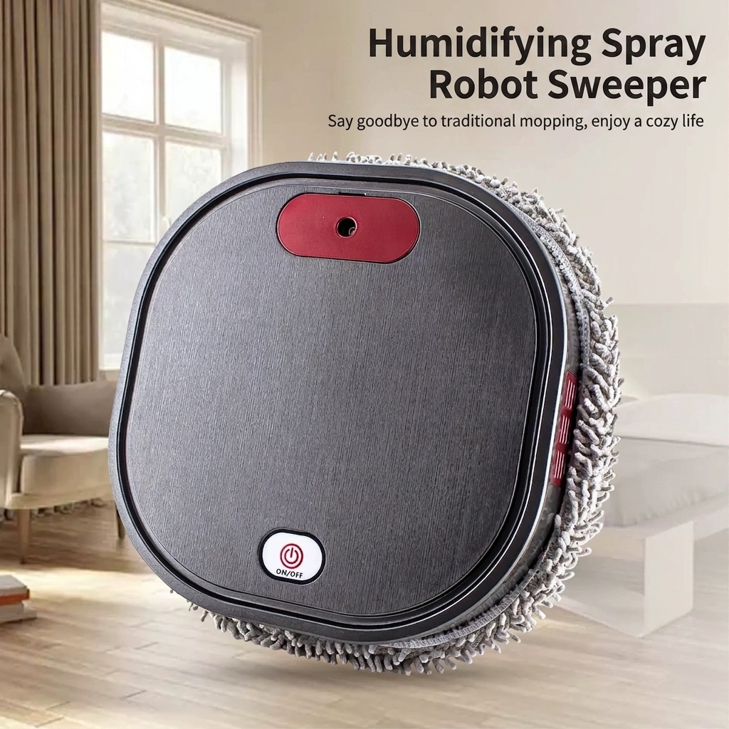Smart Robot Mop, Auto Floor Cleaner with Humidifying Mist & UV Light Sterilization, Slim 6cm Design, Dry/Wet Mopping, Quiet Operation, 90-Min Battery Life