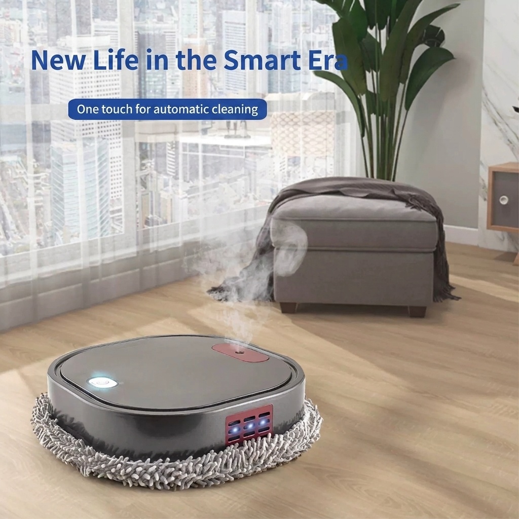 Smart Robot Mop, Auto Floor Cleaner with Humidifying Mist & UV Light Sterilization, Slim 6cm Design, Dry/Wet Mopping, Quiet Operation, 90-Min Battery Life