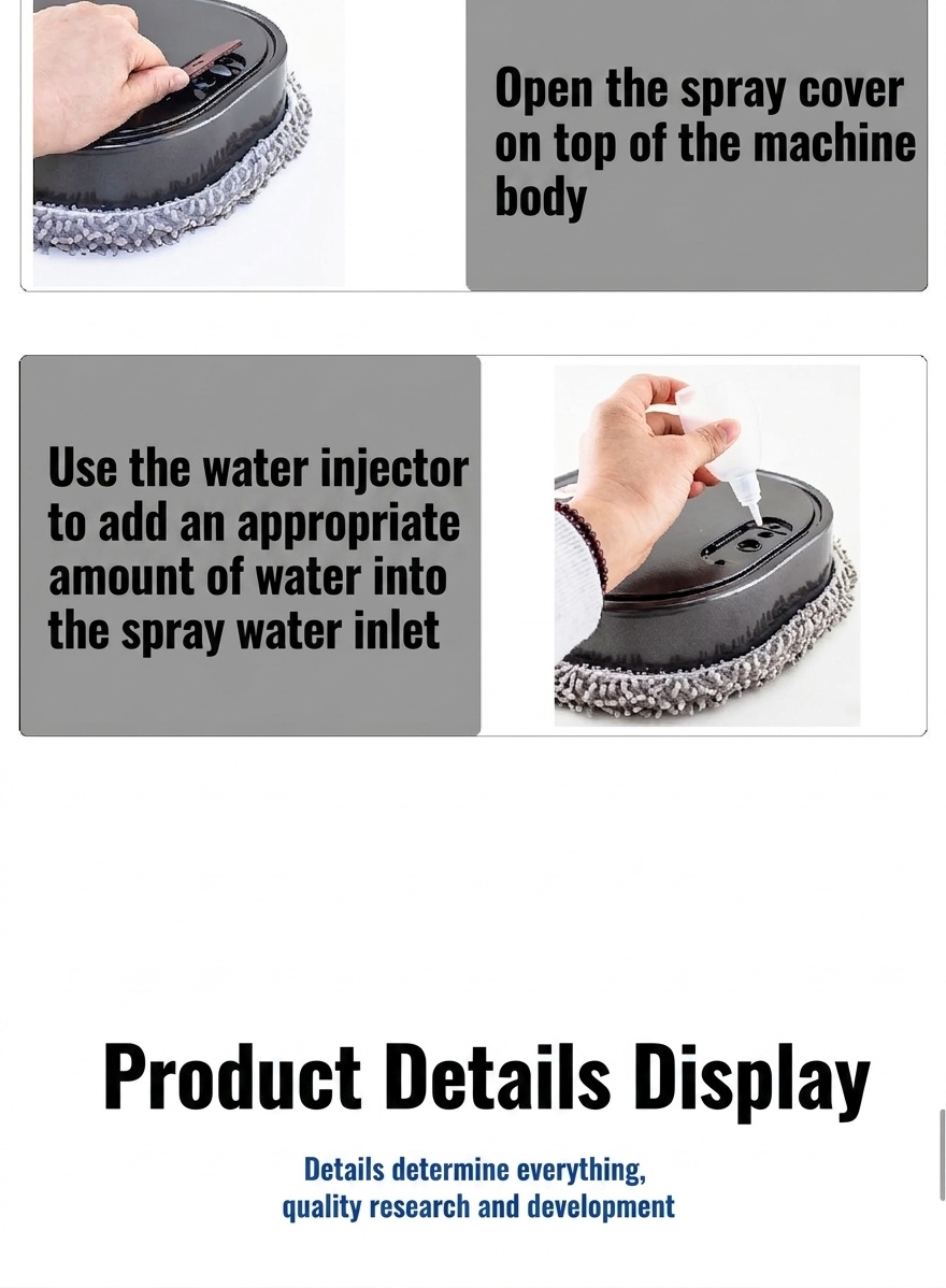 Smart Robot Mop, Auto Floor Cleaner with Humidifying Mist & UV Light Sterilization, Slim 6cm Design, Dry/Wet Mopping, Quiet Operation, 90-Min Battery Life