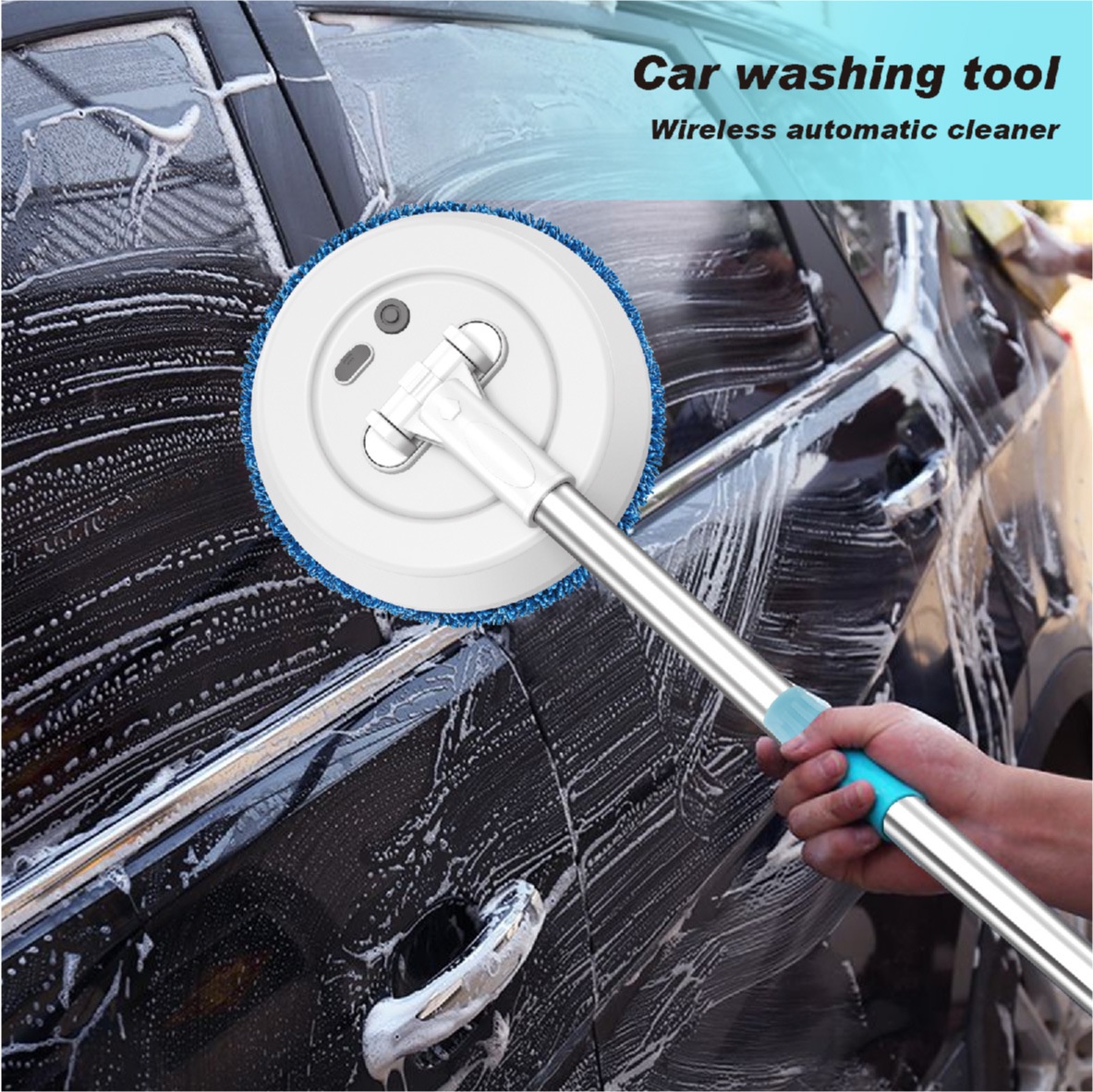 Wireless Electric Spin Mop & Scrubber, Multi-Surface Cleaner for Floors & Glass, Powerful Rotating Head, Dry/Wet Cleaning, 1200mAh Battery, 90-Min Runtime