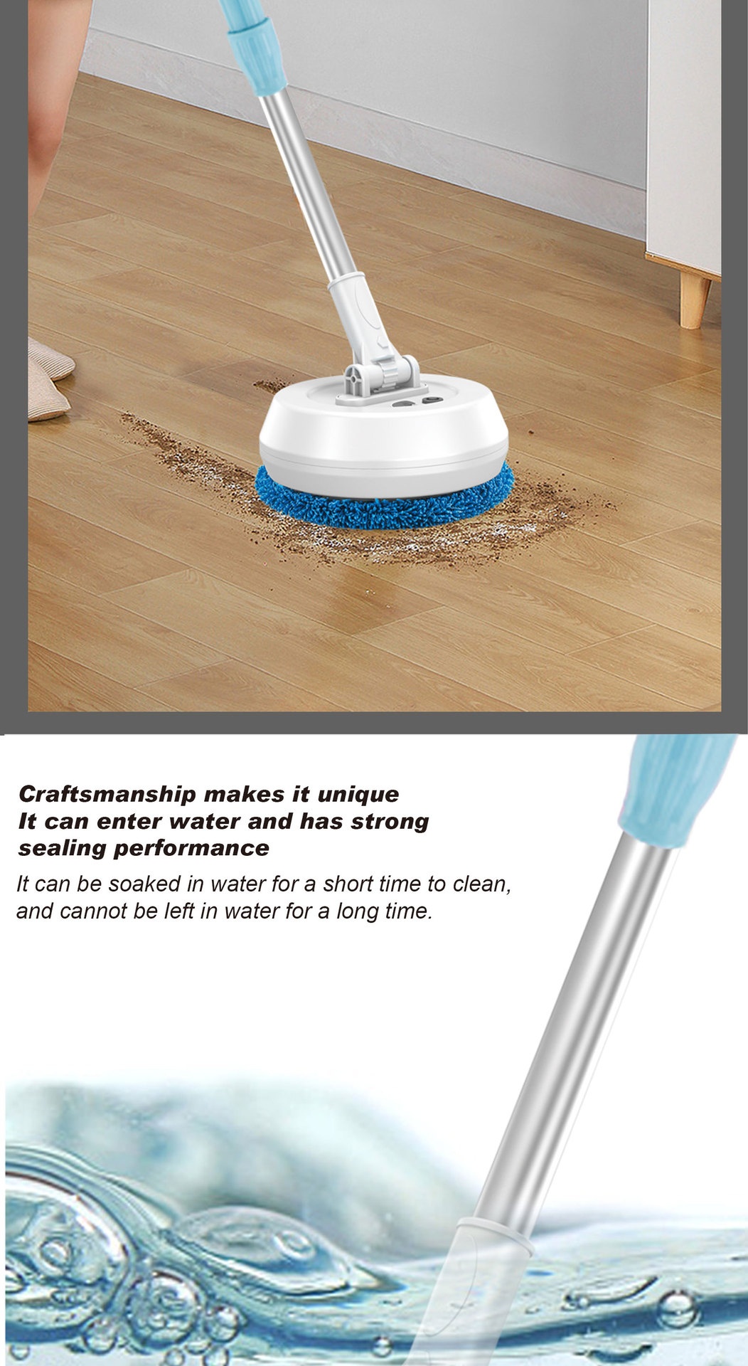 Wireless Electric Spin Mop & Scrubber, Multi-Surface Cleaner for Floors & Glass, Powerful Rotating Head, Dry/Wet Cleaning, 1200mAh Battery, 90-Min Runtime