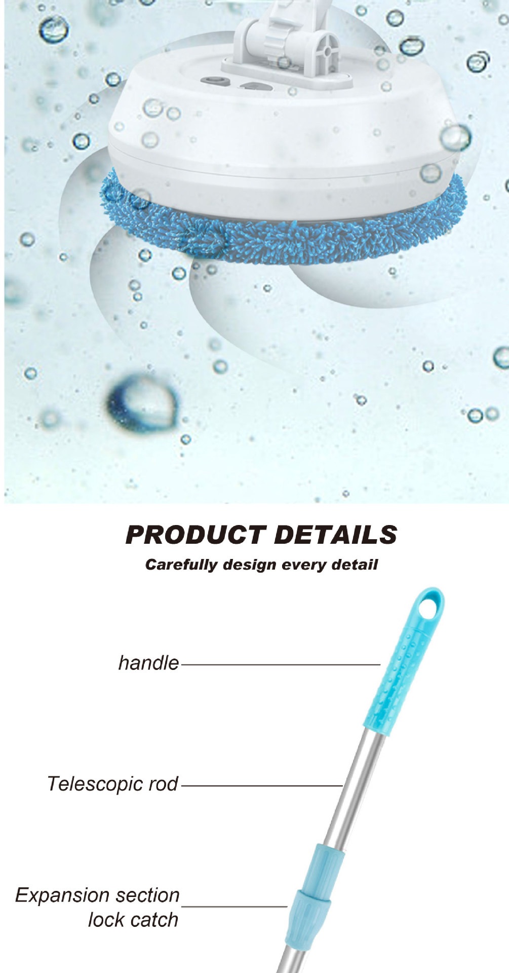 Wireless Electric Spin Mop & Scrubber, Multi-Surface Cleaner for Floors & Glass, Powerful Rotating Head, Dry/Wet Cleaning, 1200mAh Battery, 90-Min Runtime