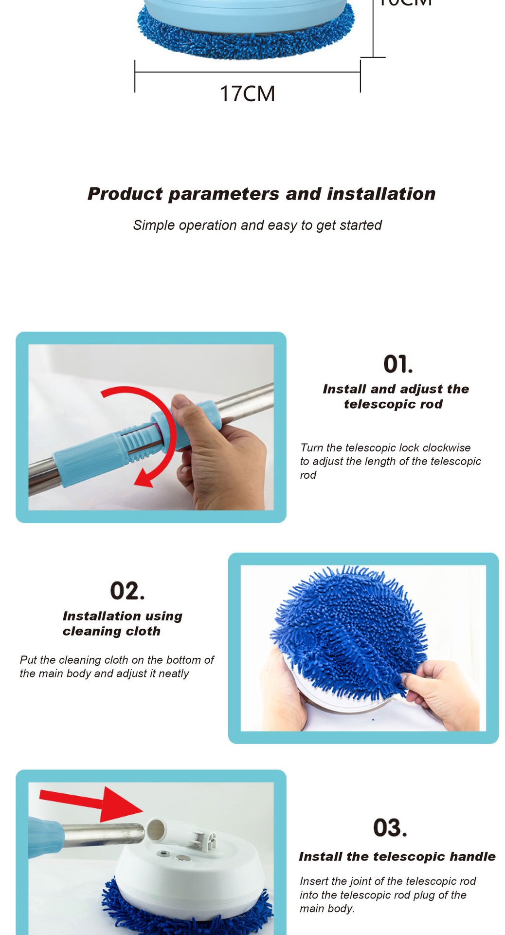 Wireless Electric Spin Mop & Scrubber, Multi-Surface Cleaner for Floors & Glass, Powerful Rotating Head, Dry/Wet Cleaning, 1200mAh Battery, 90-Min Runtime