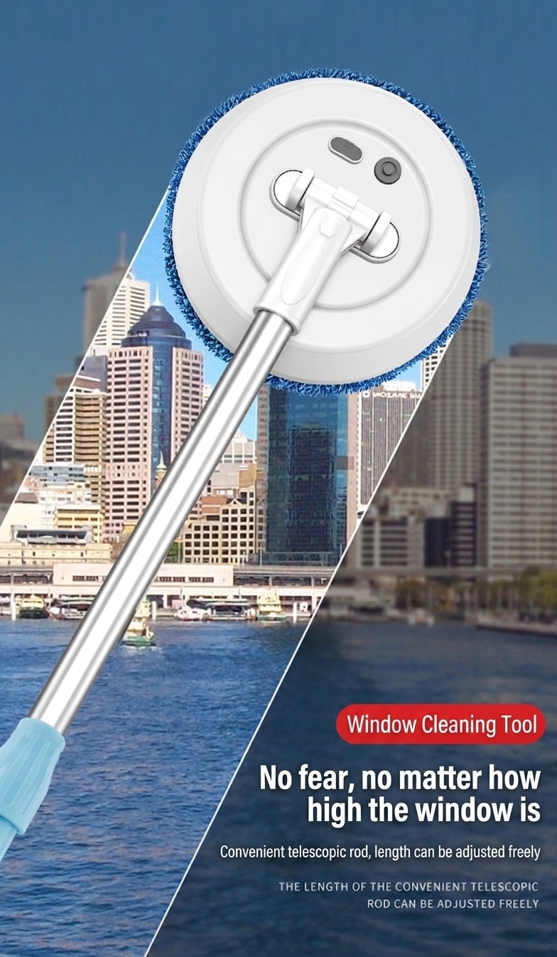 Wireless Electric Spin Mop & Scrubber, Multi-Surface Cleaner for Floors & Glass, Powerful Rotating Head, Dry/Wet Cleaning, 1200mAh Battery, 90-Min Runtime