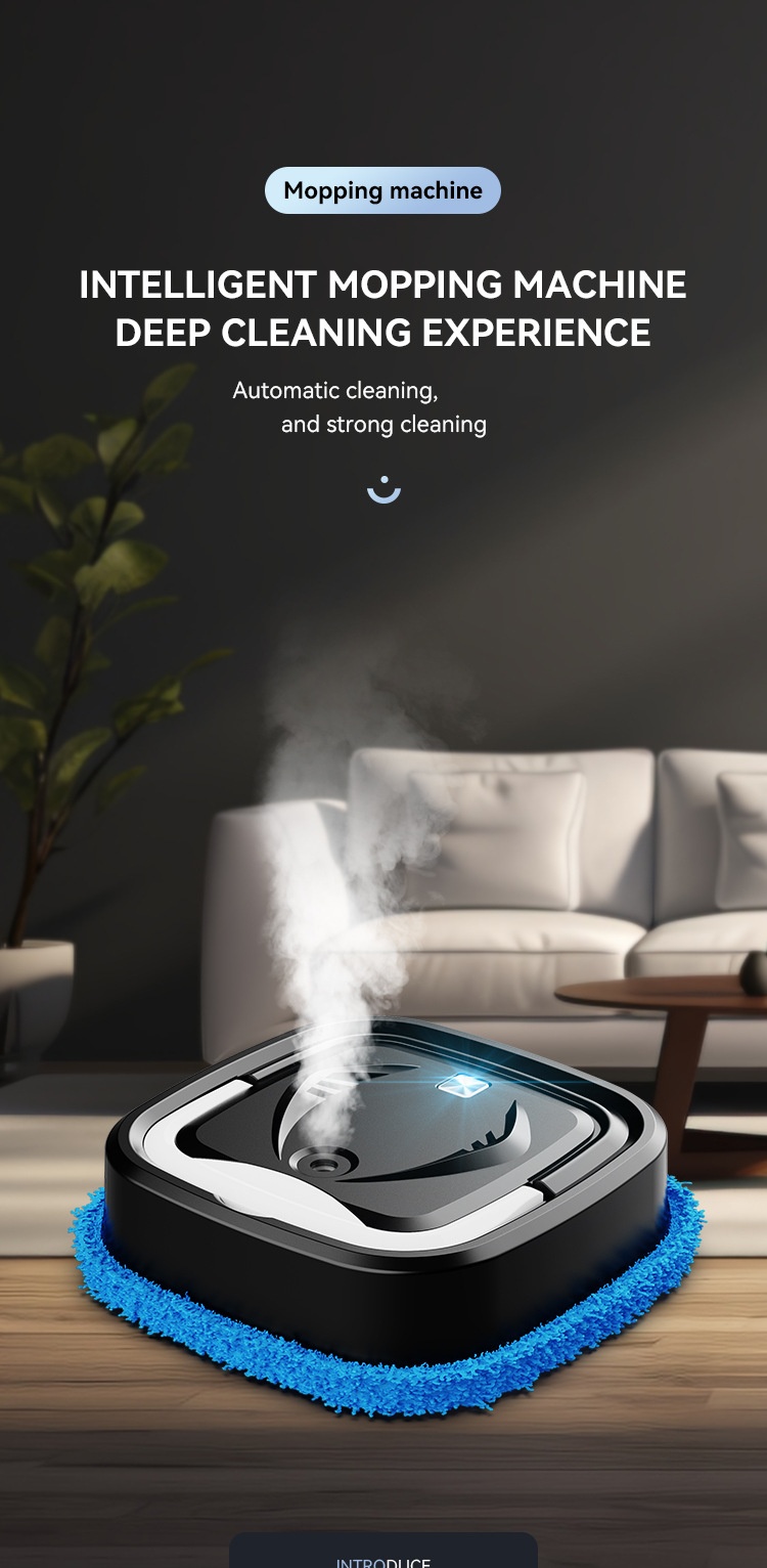 Smart Robotic Mop with Auto Spray, High-Speed Rotation Auto Floor Cleaner, Dual Dry/Wet Cleaning, Quiet Operation, 1200mAh Battery, 1.5 Hour Runtime