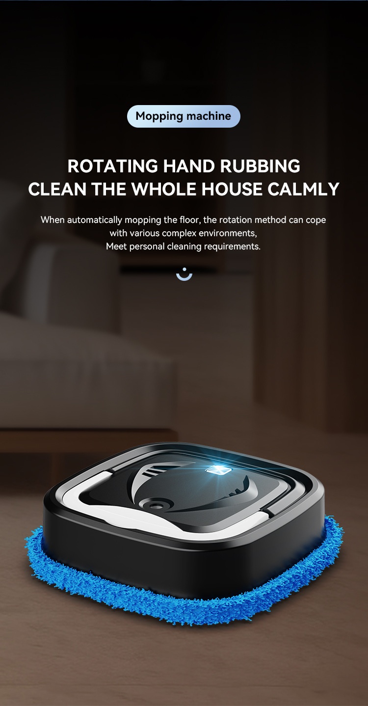 Smart Robotic Mop with Auto Spray, High-Speed Rotation Auto Floor Cleaner, Dual Dry/Wet Cleaning, Quiet Operation, 1200mAh Battery, 1.5 Hour Runtime