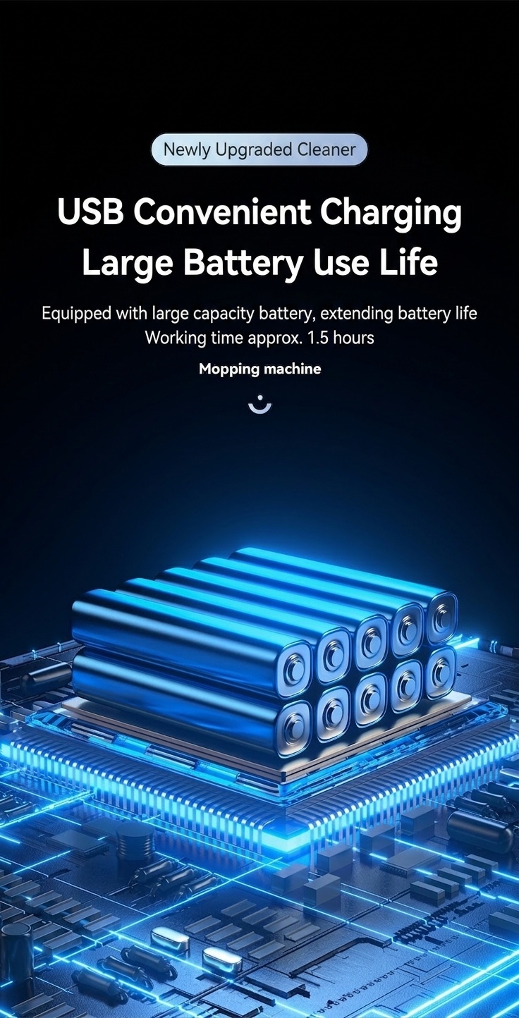 Smart Robotic Mop with Auto Spray, High-Speed Rotation Auto Floor Cleaner, Dual Dry/Wet Cleaning, Quiet Operation, 1200mAh Battery, 1.5 Hour Runtime