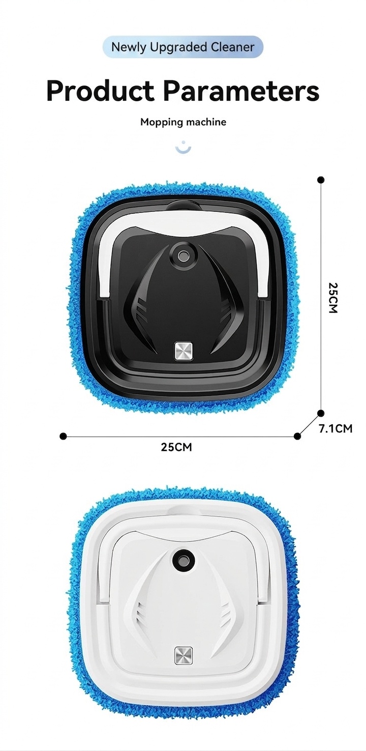 Smart Robotic Mop with Auto Spray, High-Speed Rotation Auto Floor Cleaner, Dual Dry/Wet Cleaning, Quiet Operation, 1200mAh Battery, 1.5 Hour Runtime