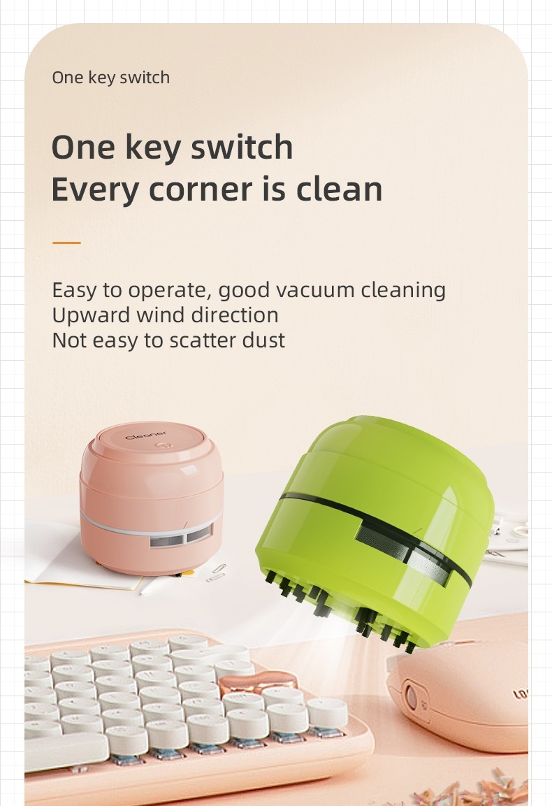 Portable Mini Desktop Vacuum Cleaner, Desk Dust Sweeper for Keyboard & Crumbs, Strong Suction, Micro-Porous Filter, Battery Operated for Home or Office