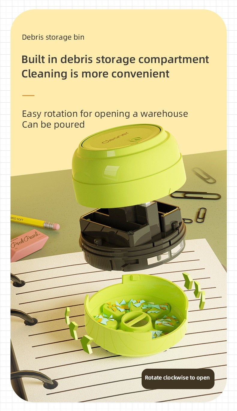 Portable Mini Desktop Vacuum Cleaner, Desk Dust Sweeper for Keyboard & Crumbs, Strong Suction, Micro-Porous Filter, Battery Operated for Home or Office