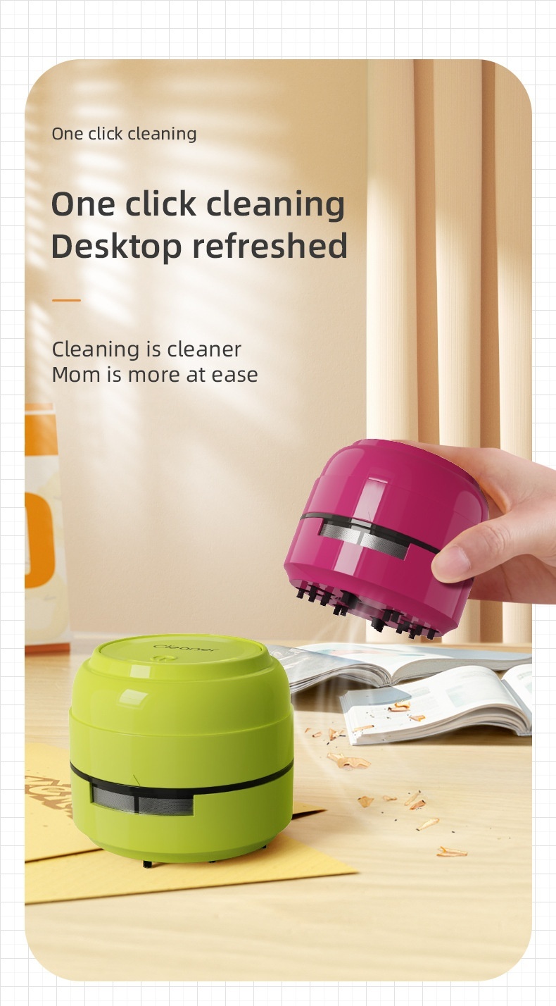 Portable Mini Desktop Vacuum Cleaner, Desk Dust Sweeper for Keyboard & Crumbs, Strong Suction, Micro-Porous Filter, Battery Operated for Home or Office