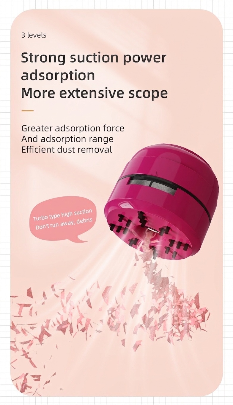 Portable Mini Desktop Vacuum Cleaner, Desk Dust Sweeper for Keyboard & Crumbs, Strong Suction, Micro-Porous Filter, Battery Operated for Home or Office
