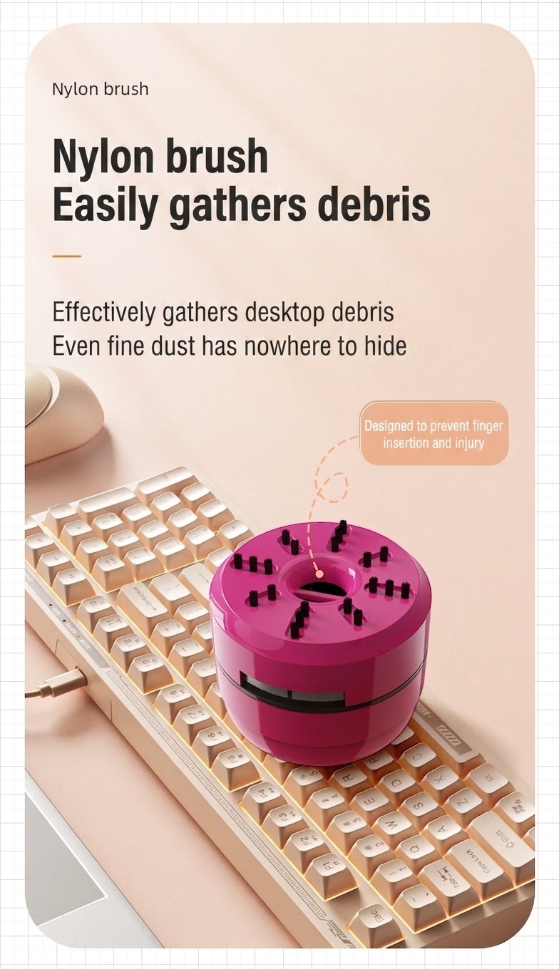 Portable Mini Desktop Vacuum Cleaner, Desk Dust Sweeper for Keyboard & Crumbs, Strong Suction, Micro-Porous Filter, Battery Operated for Home or Office