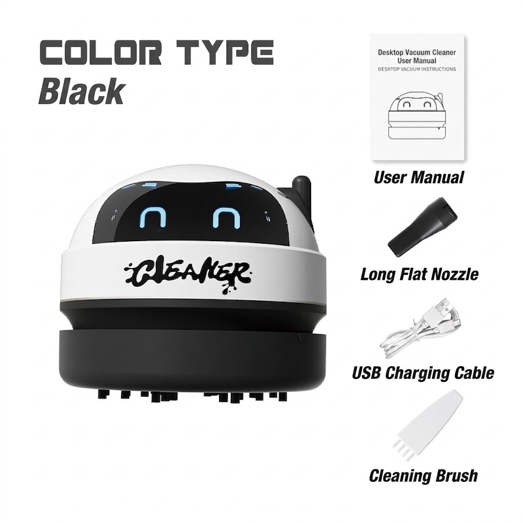 Portable Mini Desktop Vacuum Cleaner, USB Rechargeable Dust Sweeper for Keyboard & Desk, 3 Adjustable Suction Levels, Washable Filter, Compact Design