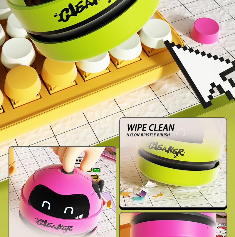Portable Mini Desktop Vacuum Cleaner, USB Rechargeable Dust Sweeper for Keyboard & Desk, 3 Adjustable Suction Levels, Washable Filter, Compact Design