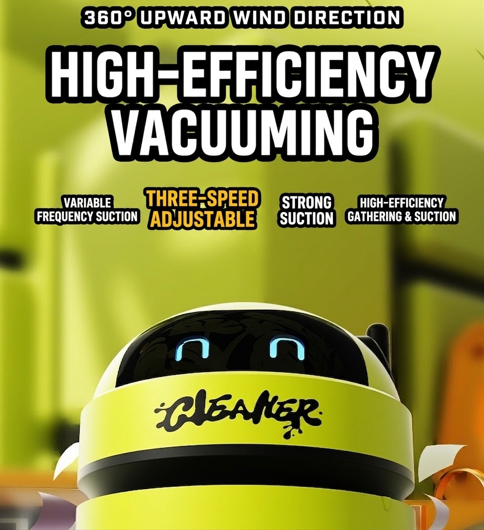 Portable Mini Desktop Vacuum Cleaner, USB Rechargeable Dust Sweeper for Keyboard & Desk, 3 Adjustable Suction Levels, Washable Filter, Compact Design