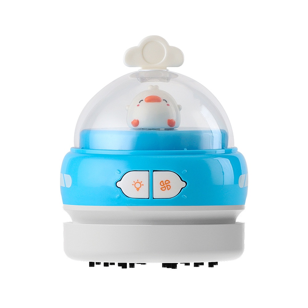 Cute Mini Desktop Vacuum Cleaner with LED Light, USB Rechargeable Portable Dust Sweeper, 360° Upward Wind, Nylon Brush, 500mAh Battery, 50-Min Runtime