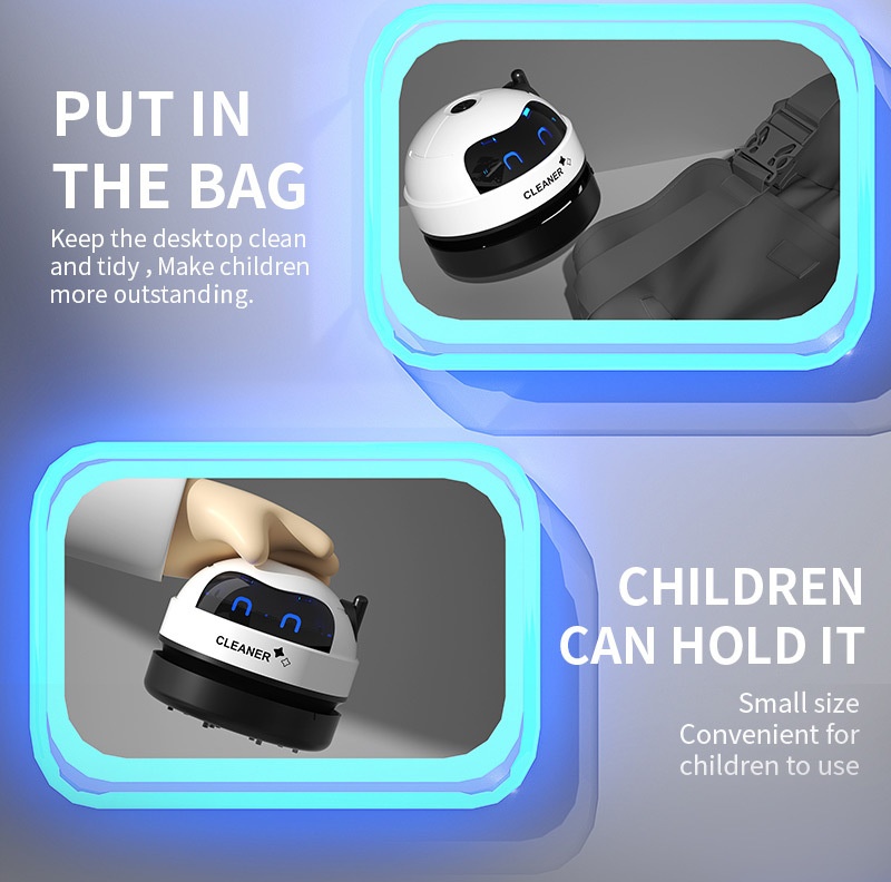 Mini Desktop Vacuum Cleaner, USB Rechargeable Portable Dust Sweeper for Crumbs & Pet Hair, 500mAh Battery, Powerful Suction, Microporous Filter, 5 Spiral Blades